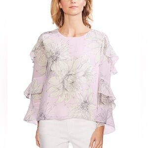 Vince Camuto Purple Ruffled Blouse Relaxed Fit